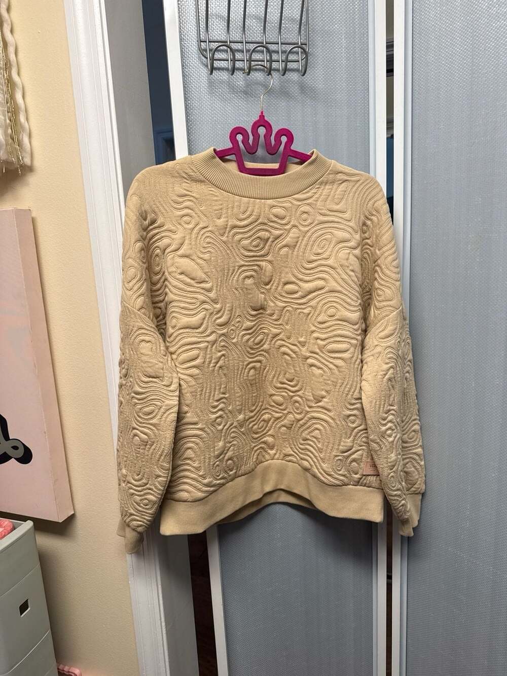 Vans Skate Maze Quilted Topographic Crewneck Sweatshirt in Sand Dune